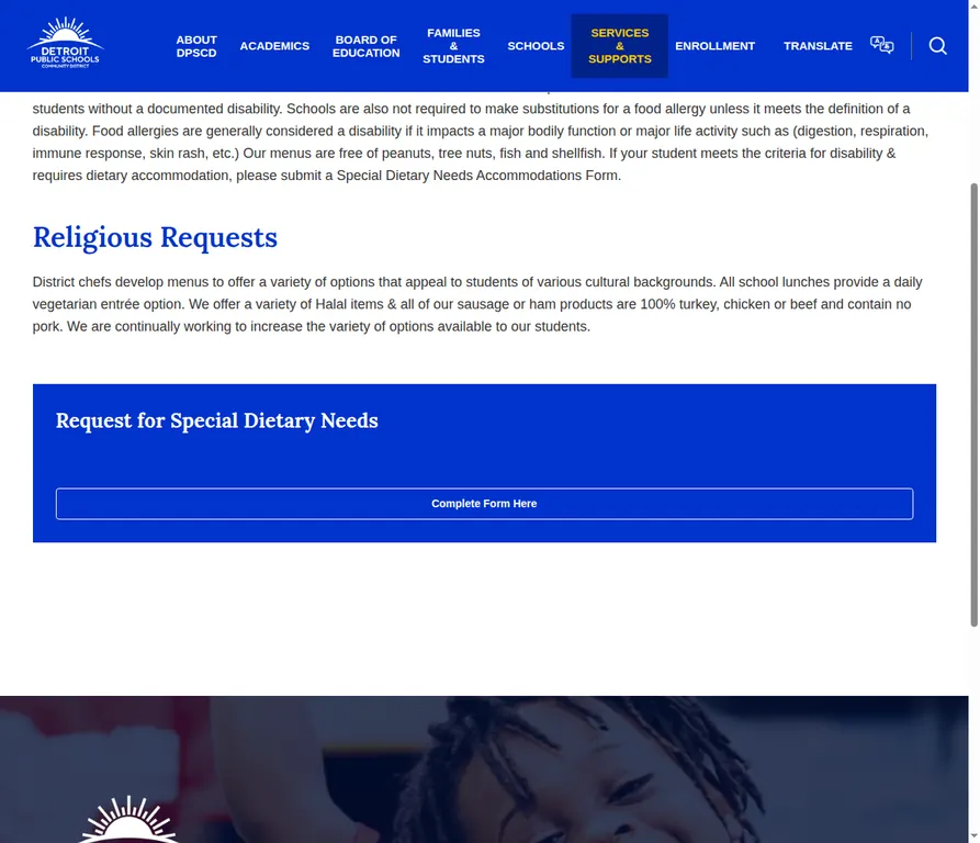 Public-page capture of School Dietitians & Special Diets