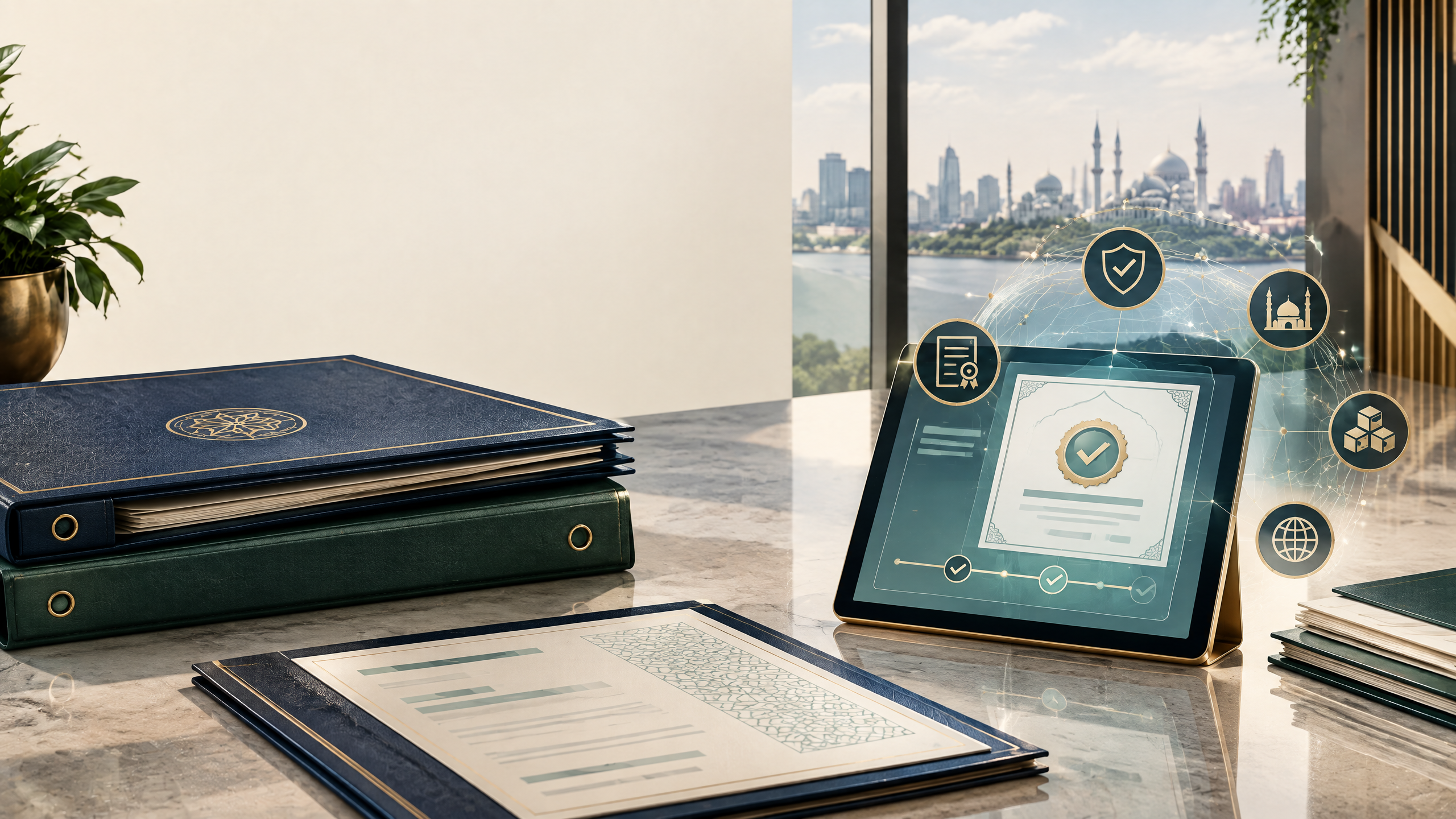 Conformity assessment desk with organizational chart, certificate verification portal, scheme files, and unidentified personnel fields.