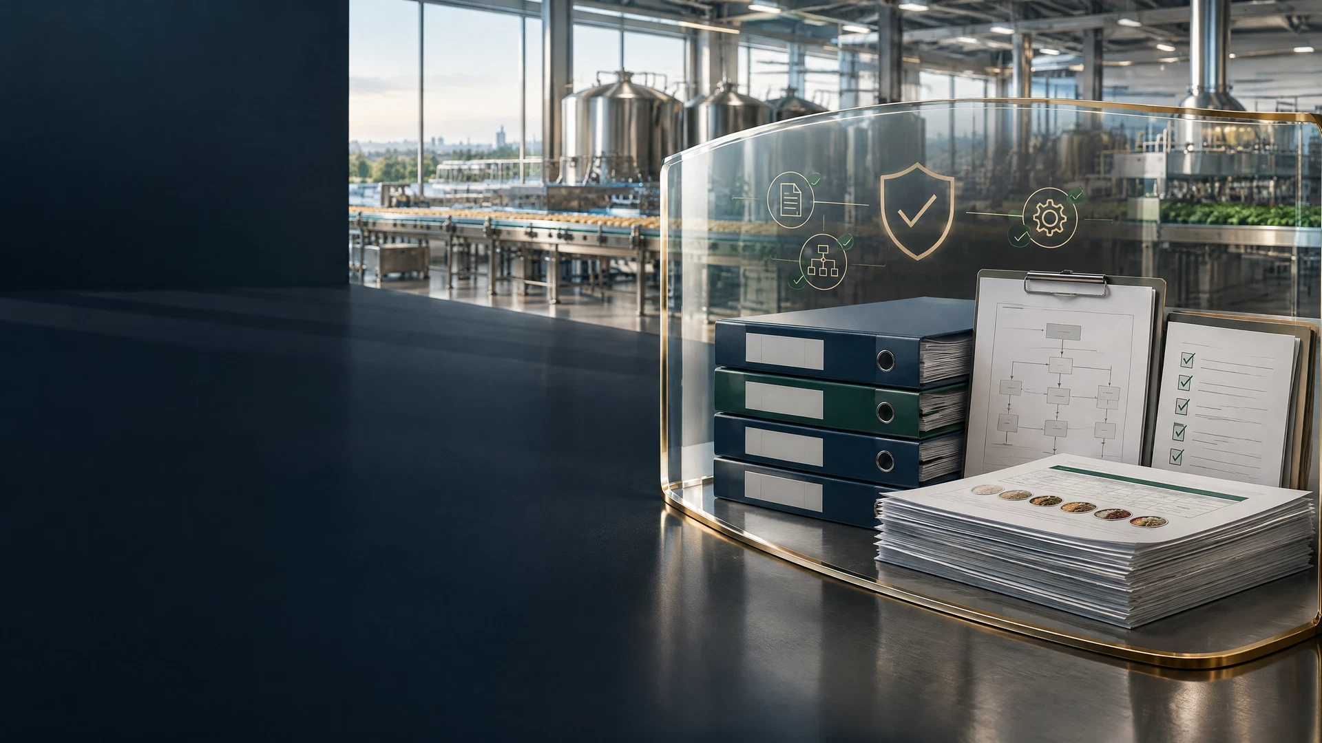 Protective glass shield safeguarding halal audit records and a traceable independent certification decision.